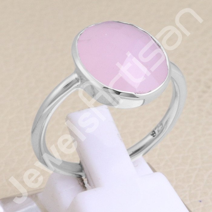 Pink Chalcedony Handcrafted 925 Sterling Silver Ring