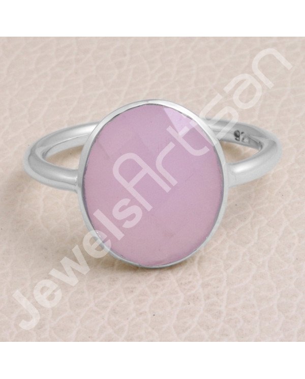 Pink Chalcedony Handcrafted 925 Sterling Silver Ring