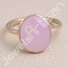 Pink Chalcedony Ring 925 Sterling Silver Ring Rose Gold-Plated Ring