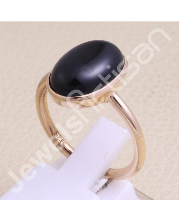 Black Onyx Rose Gold-Plated 925 Sterling Silver Ring