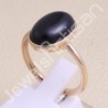Black Onyx Ring Rose Gold-Plated Ring Natural Gemstone Silver Ring