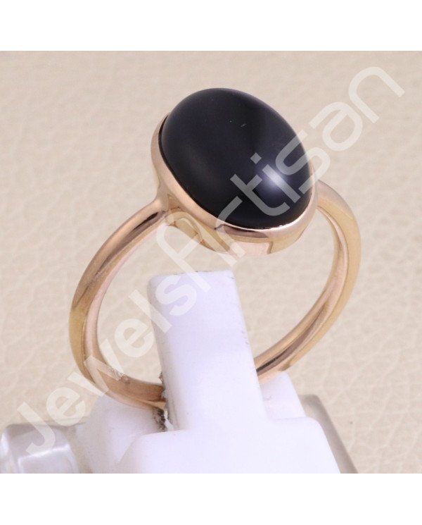 Black Onyx Rose Gold-Plated 925 Sterling Silver Ring