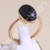 Black Onyx Ring Rose Gold-Plated Ring Natural Gemstone Silver Ring
