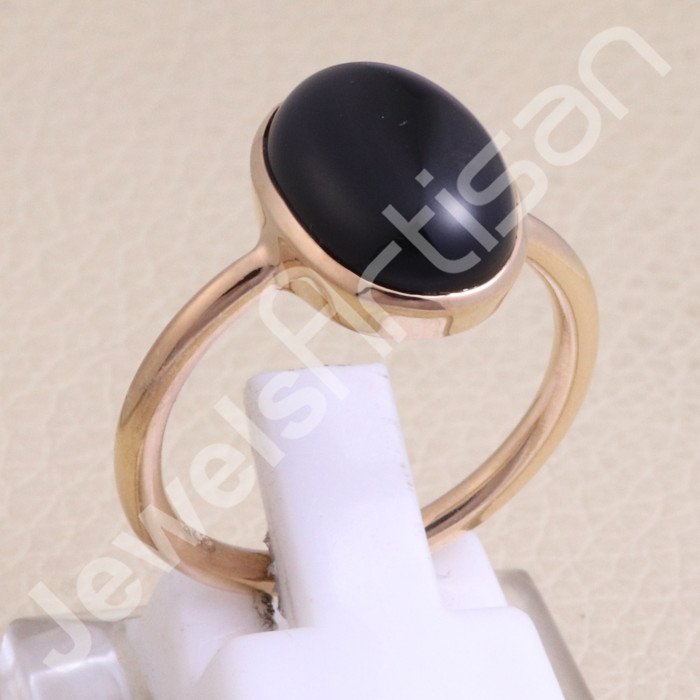 Black Onyx Rose Gold-Plated 925 Sterling Silver Ring