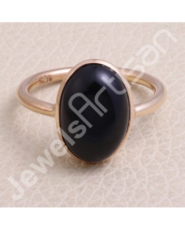 Black Onyx Rose Gold-Plated 925 Sterling Silver Ring