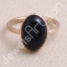 Black Onyx Ring Rose Gold-Plated Ring Natural Gemstone Silver Ring