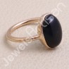 Black Onyx Ring Rose Gold-Plated Ring Natural Gemstone Silver Ring
