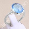 Blue Quartz Ring Classic Solitaire Ring Natural Gemstone Ring