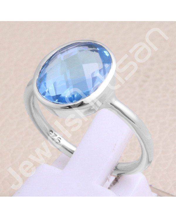 Handmade Silver Blue Quartz 925 Sterling Silver Ring