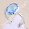 Blue Quartz Ring Classic Solitaire Ring Natural Gemstone Ring