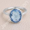 Blue Quartz Ring Classic Solitaire Ring Natural Gemstone Ring