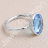 Blue Quartz Ring Classic Solitaire Ring Natural Gemstone Ring