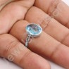 Blue Quartz Ring Classic Solitaire Ring Natural Gemstone Ring