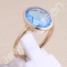 Blue Quartz Ring Rose Gold-Plated Ring Classic Solitaire Silver Ring
