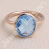Blue Quartz Ring Rose Gold-Plated Ring Classic Solitaire Silver Ring