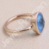 Blue Quartz Ring Rose Gold-Plated Ring Classic Solitaire Silver Ring