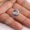 Blue Quartz Ring Rose Gold-Plated Ring Classic Solitaire Silver Ring