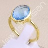 Blue Quartz Gold Vermeil 925 Solid Silver Ring
