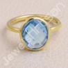 Blue Quartz Gold Vermeil 925 Solid Silver Ring