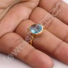 Blue Quartz Gold Vermeil 925 Solid Silver Ring
