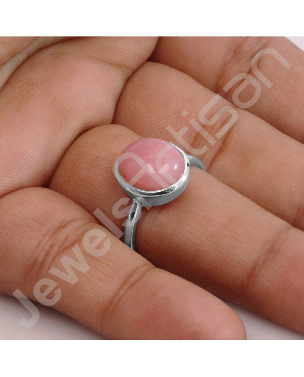 Pink Opal 925 Sterling Silver Handmade Ring