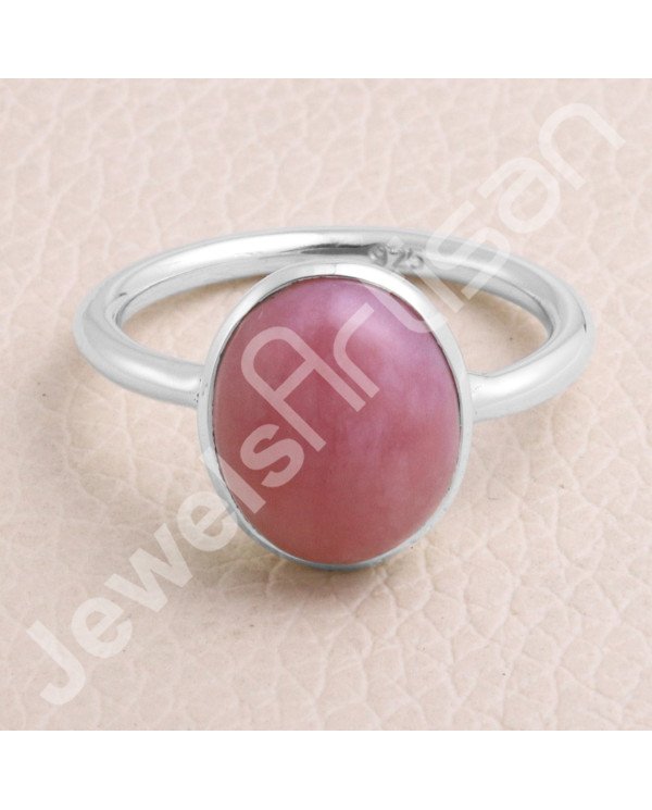 Pink Opal 925 Sterling Silver Handmade Ring
