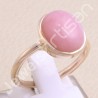 Pink Opal Ring Rose Gold-Plated Ring Classic Solitaire Silver Ring