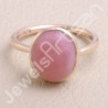 Pink Opal Ring Rose Gold-Plated Ring Classic Solitaire Silver Ring