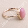 Pink Opal Ring Rose Gold-Plated Ring Classic Solitaire Silver Ring