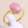 Pink Opal Ring 1-Micron Gold-Plated Ring 925 Sterling Silver Ring