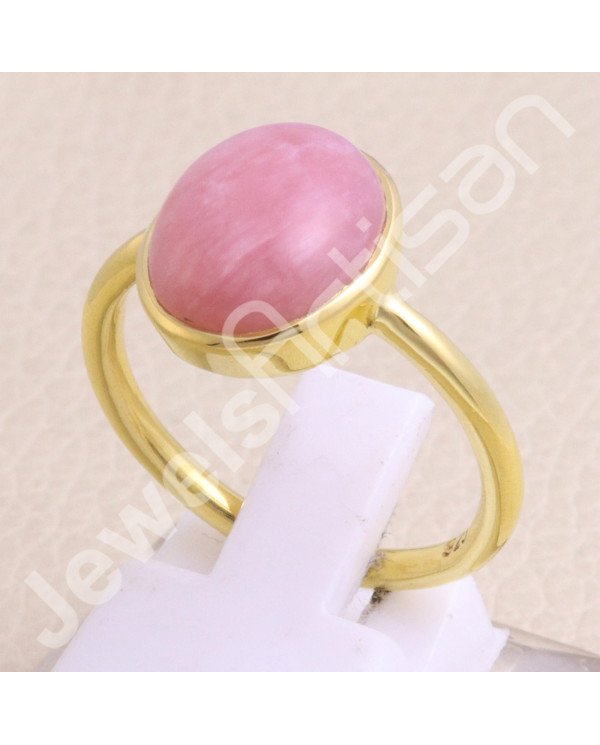 Gold Vermeil Pink Opal 925 Sterling Silver Ring