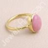 Pink Opal Ring 1-Micron Gold-Plated Ring 925 Sterling Silver Ring