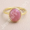 Pink Opal Ring 1-Micron Gold-Plated Ring 925 Sterling Silver Ring