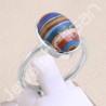 Rainbow Calsilica Ring Solitaire Gemstone Ring 925 Sterling Silver Ring