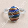 Rainbow Calsilica Ring Solitaire Gemstone Ring 925 Sterling Silver Ring