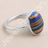 Rainbow Calsilica Ring Solitaire Gemstone Ring 925 Sterling Silver Ring