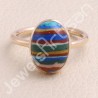 Rainbow Calsilica Ring 925 Sterling Silver Ring Rose Gold-Plated Ring