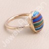 Rainbow Calsilica Ring 925 Sterling Silver Ring Rose Gold-Plated Ring