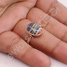 Rainbow Calsilica Ring 925 Sterling Silver Ring Rose Gold-Plated Ring
