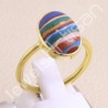 Rainbow Calsilica Ring 18 K Gold-Plated Ring 925 Solid Silver Ring