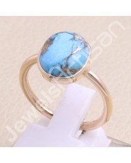 Blue Copper Turquoise Rose Gold Plated 925 Sterling Silver Ring