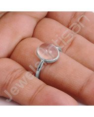 Classic Solitaire Ring Rose Quartz Ring 925 Sterling Silver Ring