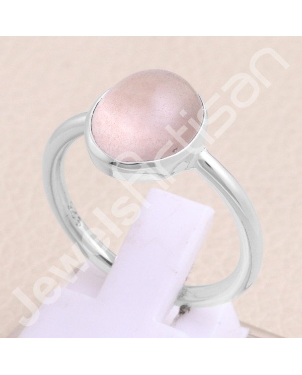 Classic Solitaire Ring Rose Quartz Ring 925 Sterling Silver Ring