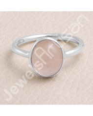 Classic Solitaire Ring Rose Quartz Ring 925 Sterling Silver Ring