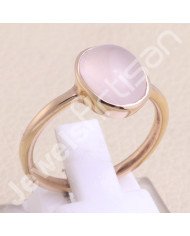 Rose Quartz 925 Sterling Silver Rose Gold-Plated Ring