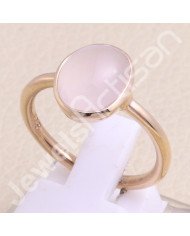 Rose Quartz 925 Sterling Silver Rose Gold-Plated Ring