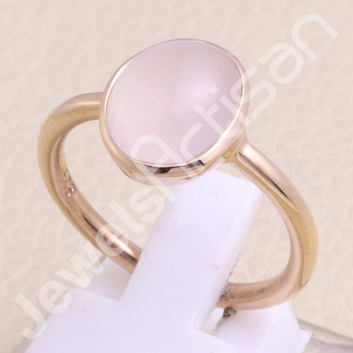 Rose Quartz 925 Sterling Silver Rose Gold-Plated Ring
