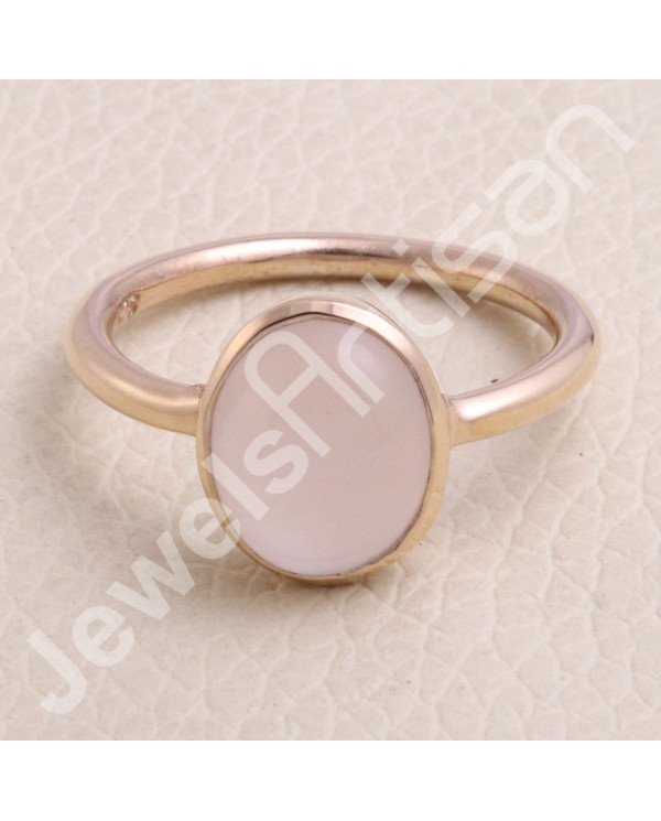 Rose Quartz 925 Sterling Silver Rose Gold-Plated Ring