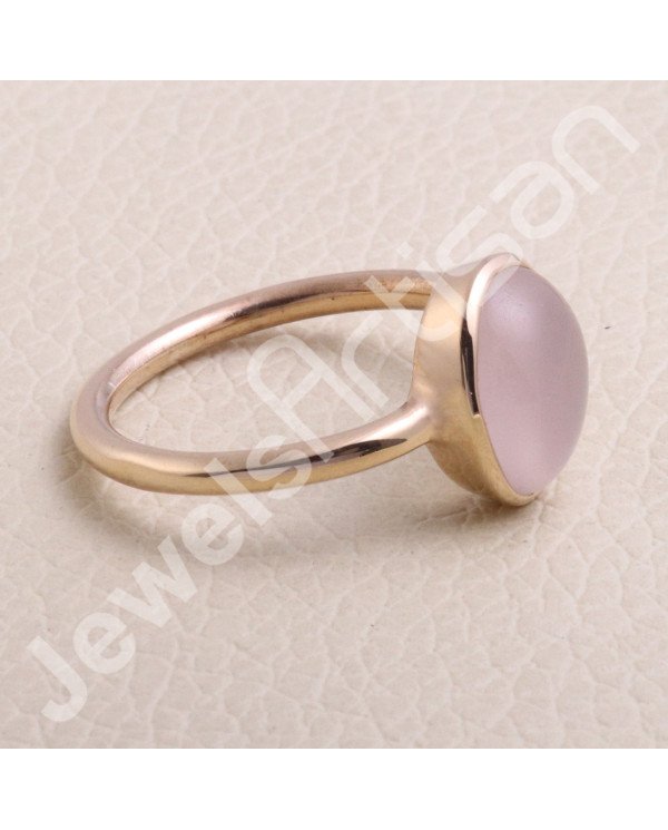 Rose Quartz 925 Sterling Silver Rose Gold-Plated Ring