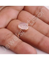 Rose Quartz 925 Sterling Silver Rose Gold-Plated Ring